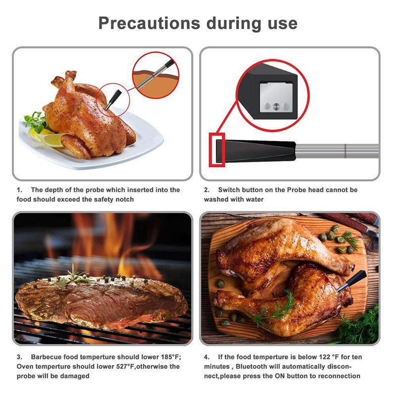 New Wireless Meat Food Thermometer for Oven Grill BBQ Smoker Kitchen Smart Digital Bluetooth Barbecue Thermometer Temperature