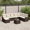 8-Piece Poly Rattan Sofa Set with Grey Cushions, Poly Rattan 2-Seater Sofa with Brown Cushions 3345828