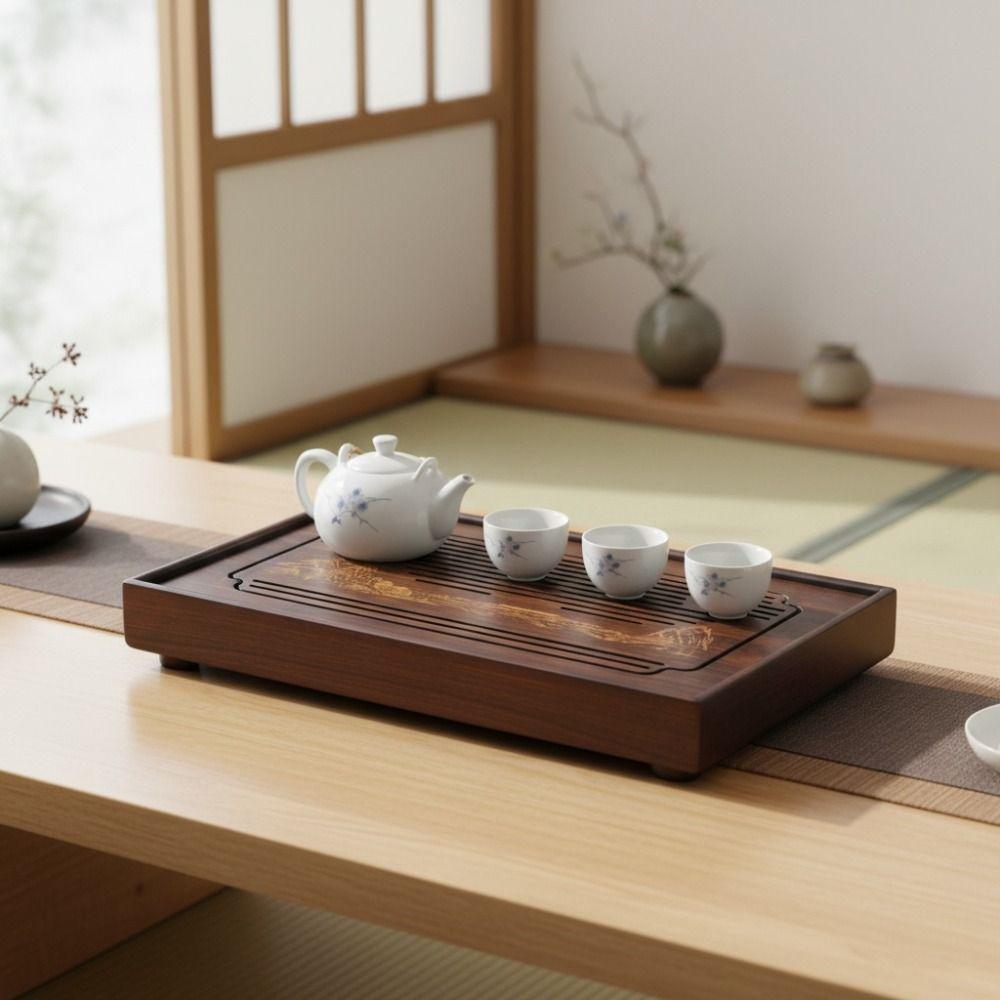 Bamboo Tea Drainage Board Detachable Tea Serving Tray Rectangular Chinese Kungfu Tea Tray Office