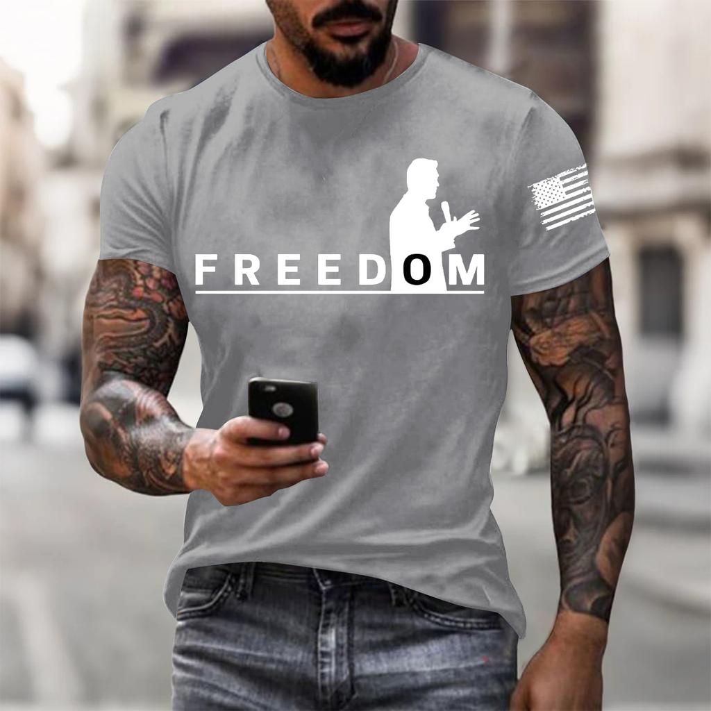 Мужская футболка с коротким рукавом с принтом Мужская свободная повседневная футболка с коротким рукавом