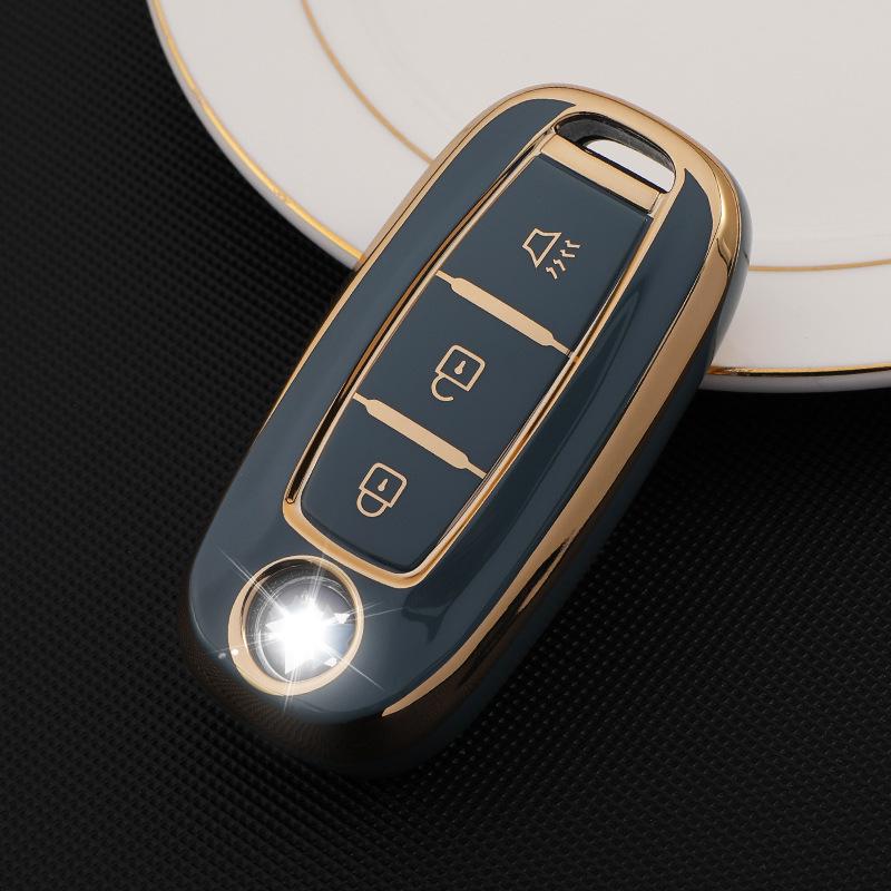 Чехол для ключа автомобиля Dongfeng Venucia: Защитный чехол с золотой кромкой для D60, T60plus/EV, T90, T70 с пряжкой