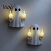 Rechargeable Bedside Lamp 2Pcs Funny Middle Finger Ghost Night Light, Resin Wall Hanging Spooky Bedroom Decor Lamp, Halloween Light for Game