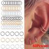 60pcs Fashion Gold Silver Small Round Hoop Earrings For Women Vintage Black Ear Rings Body Hoop Piercing Earrings Set Jewelry
