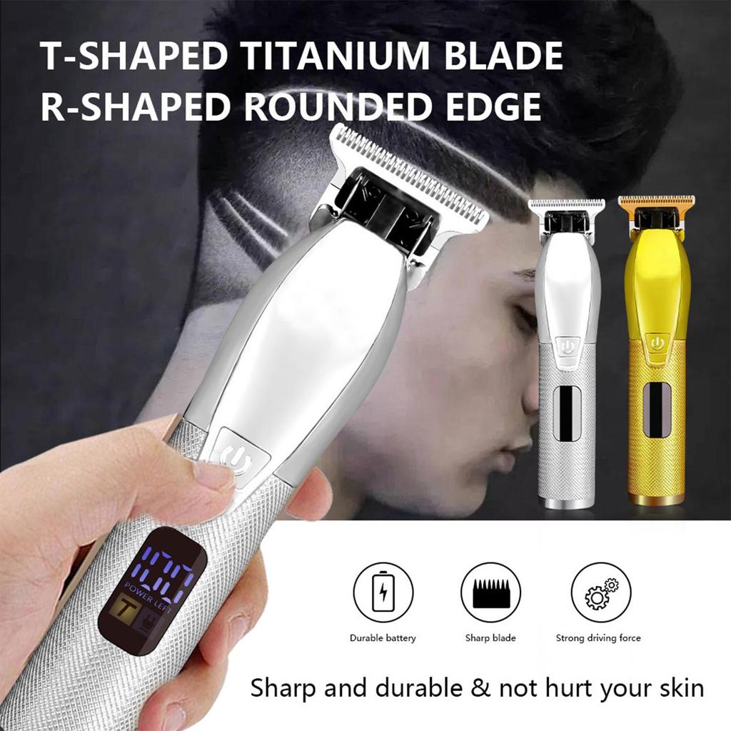 Перезаряжаемая ЖК-машинка для стрижки волос для дома, электрическая парикмахерская, мощная машинка для стрижки волос, металлическая кромка, высокое качество