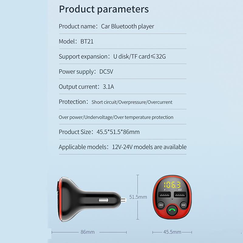 FM Radio Transmitter Car Bluetooth MP3 Player Handsfree Car Kit Dual USB Charger TF U Disk Music Player Car Accessorie