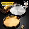 Круглый золотой поднос из нержавеющей стали в корейском стиле для холодной лапши, риса или приготовления на пару – Утолщенная тарелка с плоским дном