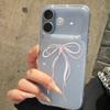 Милый свежий розово-белый бант для iPhone 17Promax с большим окном, чехол для мобильного телефона IP16/15/14/13