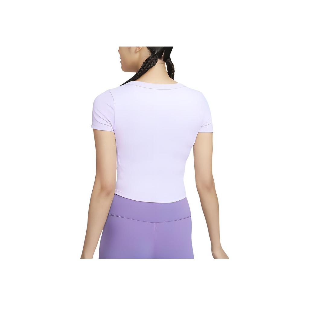 Nike Однотонная повседневная футболка с круглым вырезом и коротким рукавом, женские топы, светло-фиолетовый FN2805-512