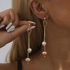 2023 New Trend Asymmetrical Faux Pearl Earrings Gold Plated Design