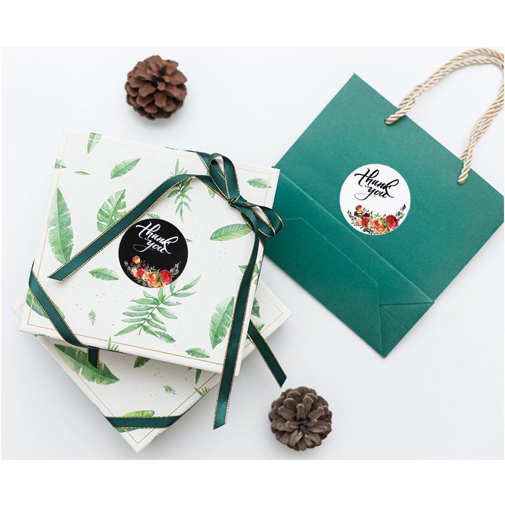 100-500pcs Floral Thank You Stickers Seal Labels For Package Decoration 1inch White Black Labels Sticker Stationery Sticker