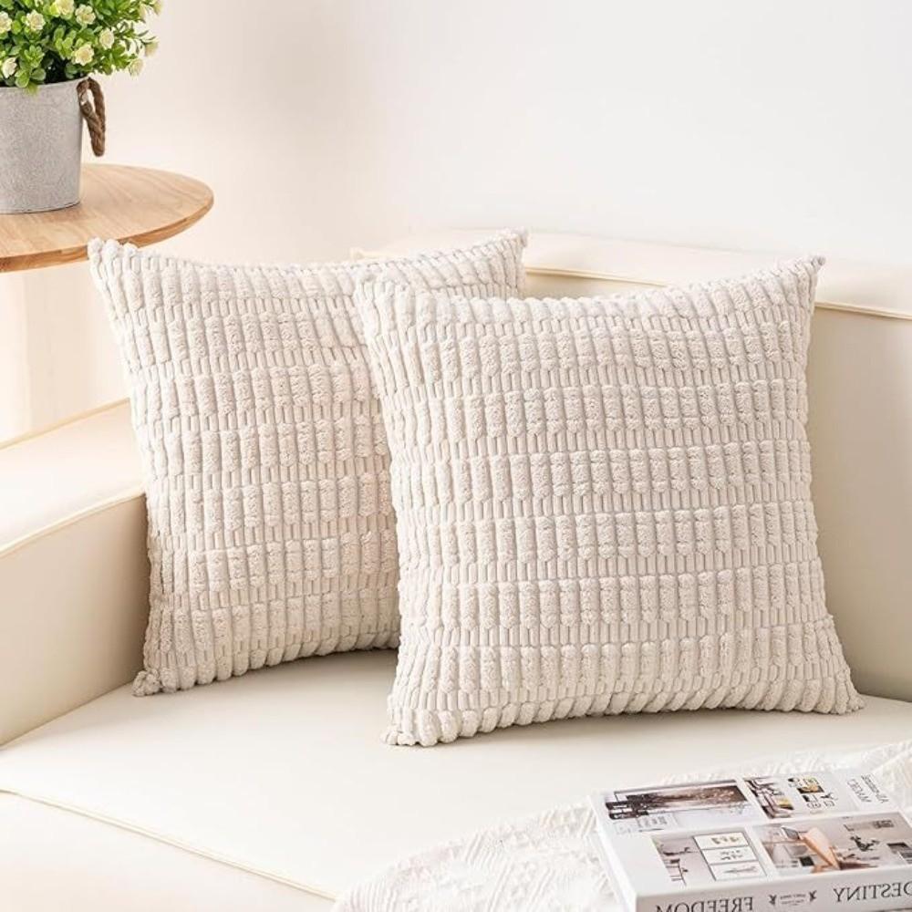 2 pieces/set Striped Design Corduroy Pillowcase Soft Throw Pillow Pillow Covers  Sofa Decor