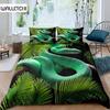 Snake Duvet Cover Set Green Snake Bedding Set Microfiber Animal Theme Bedclothes for Boys Men Double Queen King Size Quilt Cover