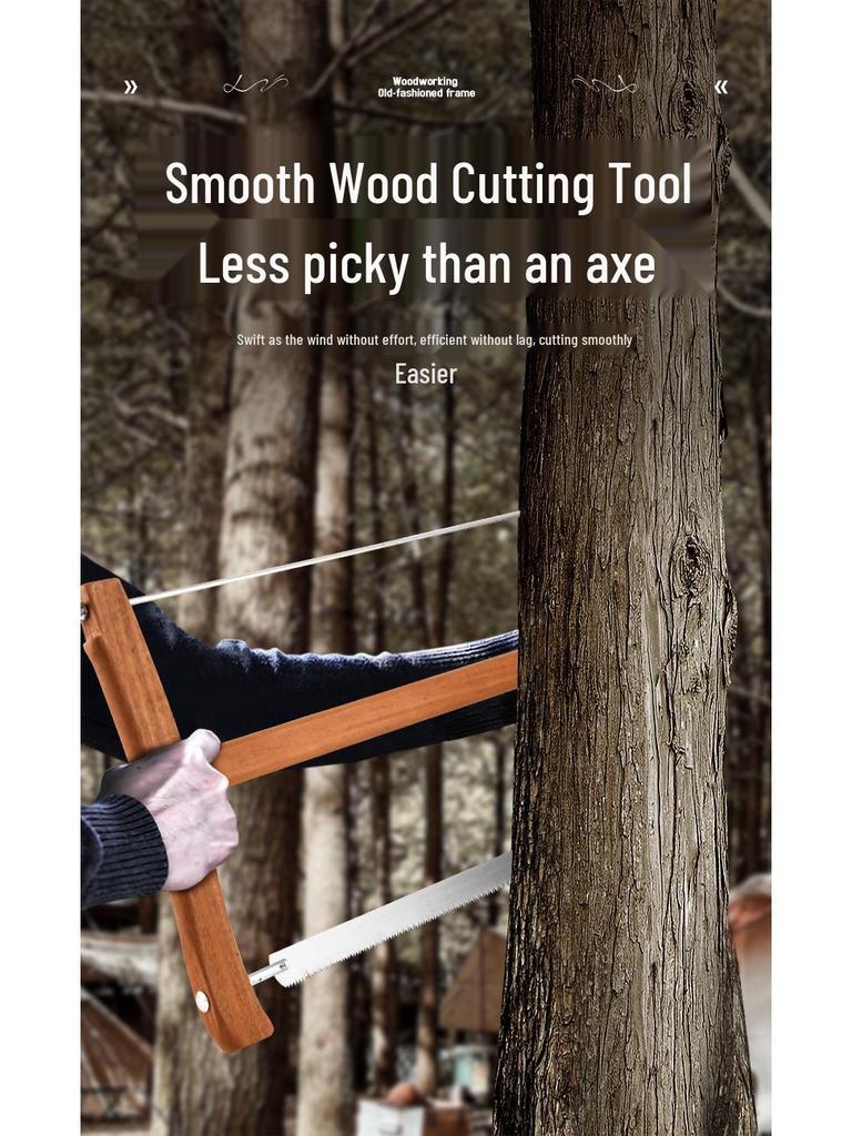 Bamboo Craftsman's Traditional Woodworking Tools Set: Fine-tooth Hand Saw & Sharp Frame Saw