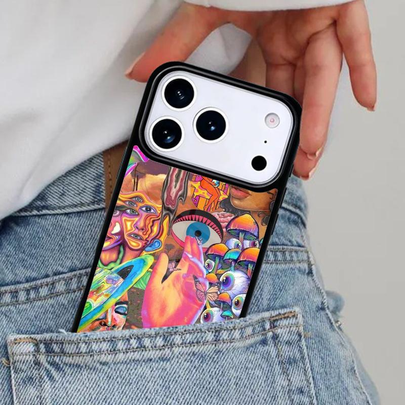 Хиппи Хиппи Психоделическое Искусство Чехол для Телефона для iPhone 16e 15 14 13 12 17 Pro Max Plus Air 17pro Чехол Coque