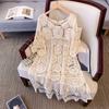 Dimanaf 2025 New Summer Women Long Knitted Dress Asymmetry Sleeve Basic Fashion Lace Dresses Casual Loose