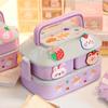 Портативный ланч-бокс Kawaii для девочек, школьников, пластиковая коробка для пикника, бенто, коробка для еды в микроволновой печи с отделениями, контейнеры для хранения