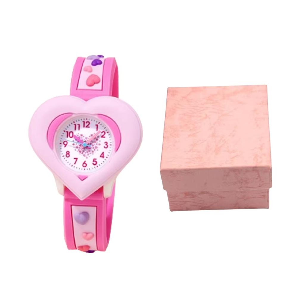 Новые модные детские часы в форме сердца с 3D мультяшным дизайном, детские обучающие часы