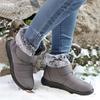 Women's Fluffy Fleece Lined Snow Boots, Waterproof Outsole Flat Ankle Boots, Winter Warm Outdoor Shoes