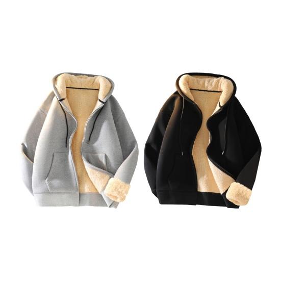 Мужская толстовка с капюшоном на осень-зиму с толстой флисовой подкладкой, с длинными рукавами и карманами, однотонная, свободная, эластичная, с манжетами, на шнурке, спортивная куртка для пары