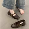 Vintage Mary Jane Shoes Women's Autumn 2024 French Temperament Elegant with Skirt Square Head Light Mouth Thick Heel Commuter Shoes
