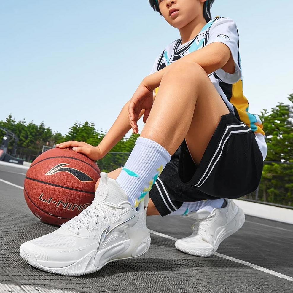 Li Ning Youth Wind Shadow 2.0 Light Foam Lace-Up Non-Slip Shock Absorbing Durable Breathable Lightweight Rebound Low-Top Basketball Shoes YKBU072-1