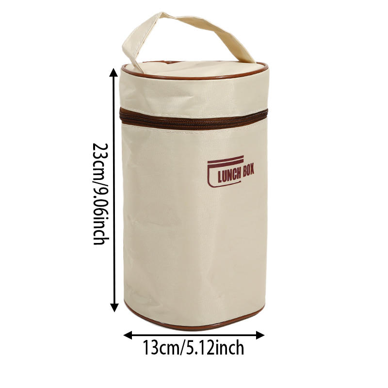 Набор ланч-боксов Портативный Сохраняющий тепло Круглый контейнер с термосумкой Штабелируемая сумка для бенто для офиса, улицы, для ежедневной переноски еды