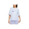 Nike Футболка с круглым вырезом и логотипом, модная, спортивная, удобная, дышащая, с коротким рукавом, спущенным плечом, женская, светло-фиолетовая FD9315-085