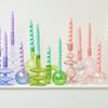 Decorative Candle Holders Colorful Glass Flower Vase for Home Decoration Wedding Decoration Centerpieces Candlestick Gift