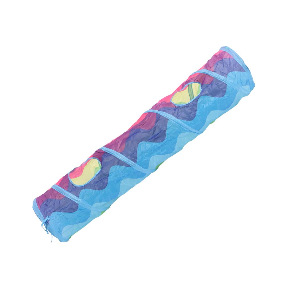 Cat Tunnel Straight Shaped Rainbow Wave Color Fun Interactive Foldable Kitten Tunnel for Indoor