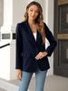 Women's Long Sleeve Open Front Blazer Button Detail Casual Work Office Jacket