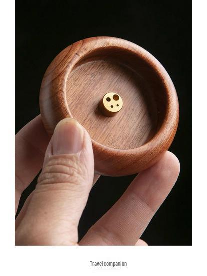Walnut Mini Solid Wood Incense Holder - Multi-Hole Agarwood & Sandalwood Burner for Home & Travel