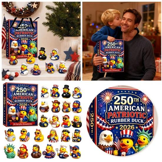 Holiday Party Favors for Children 2026 USA 250th Anniversary Rubber Duck Advent Calendar, 24-Day Patriotic Countdown Christmas Gift Sets Collection