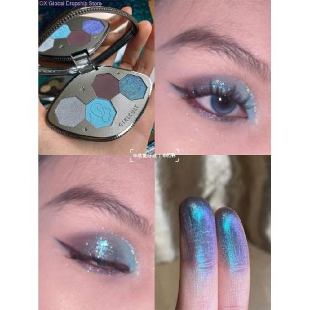 Girl Cult Eye Makeup 4 Color Shadow Palette Chameleon Blue Polarized Delicate Silky Provocative Beauty Makeup, 1 шт., 1 шт.) 40