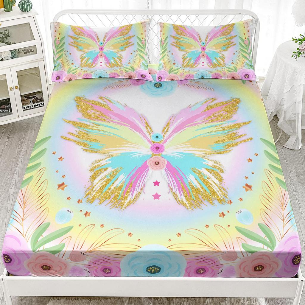 Красивый матрас с узором бабочек, трехпредметный комплект постельного белья с цифровой печатью, для взрослых и детей
