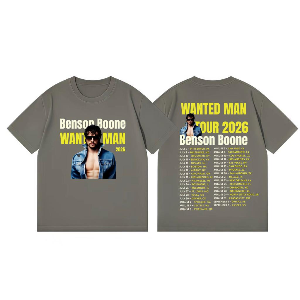Benson Boone Wanted Unisex Tour 2026 Graphic T Shirts Unisex Women Clothing Rock Fashion Tshirts Summer Casual Loose Cotton Tshirt