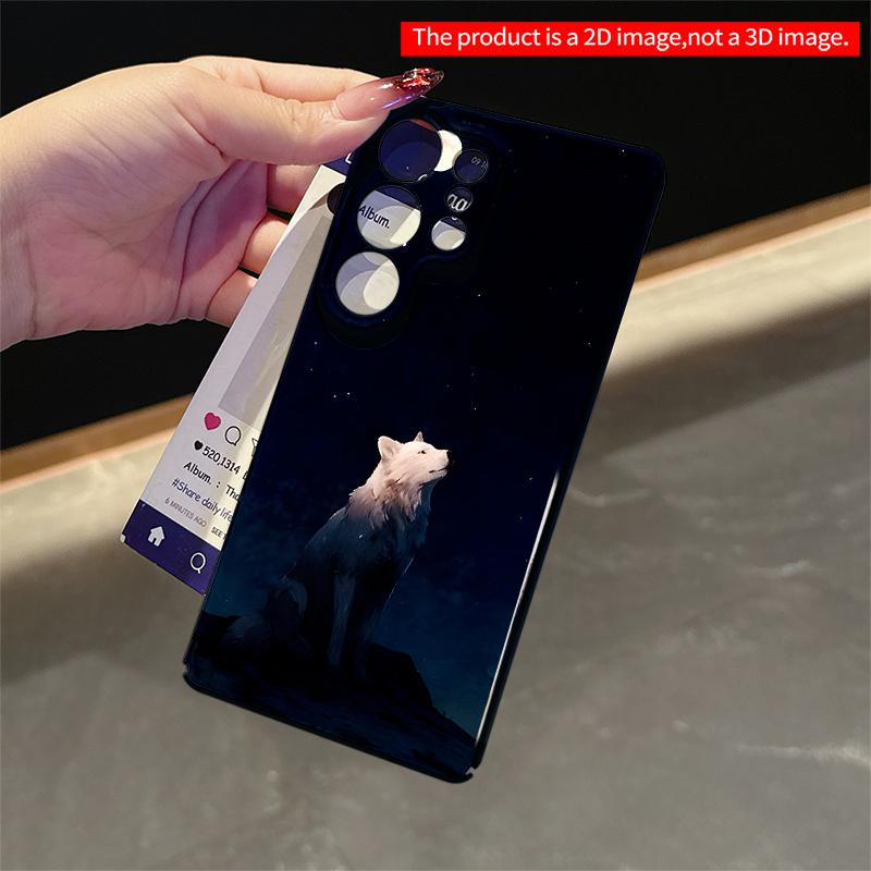 2DFlat Samsung phone case Moonlit Wolf Howling at the Night Sky Applicable to Galaxy S23 S24 S25ULTRA S26 A12 A14 A15 A16 A54 A55