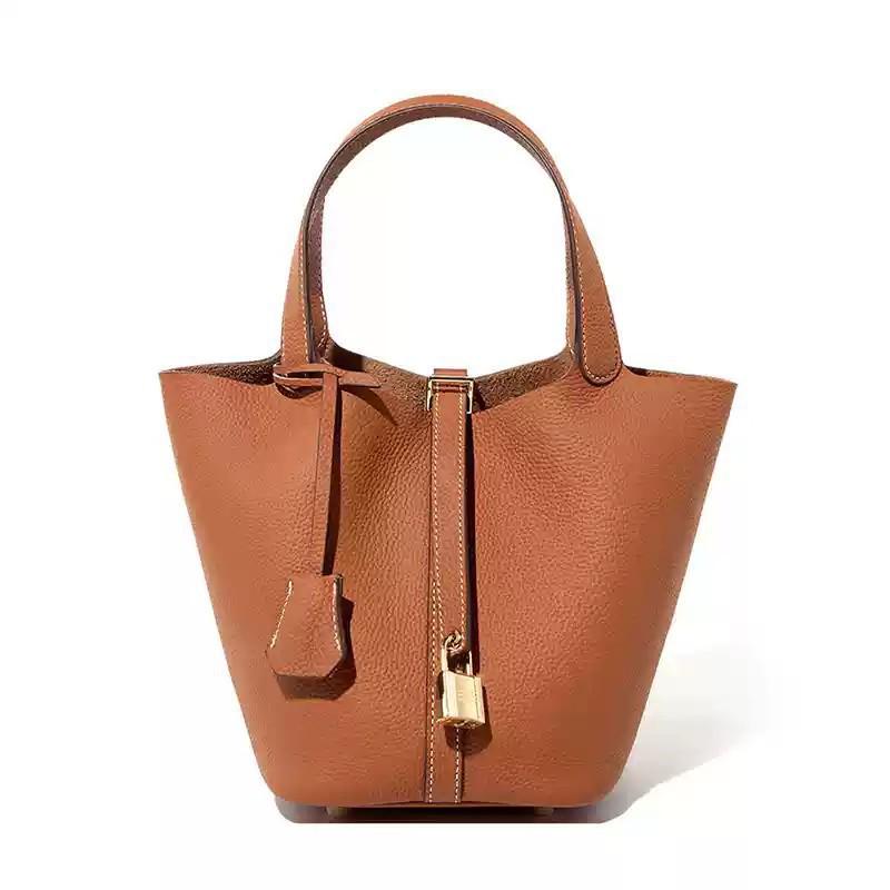 Women's Niche Design Casual Genuine Leather Bucket Handbag