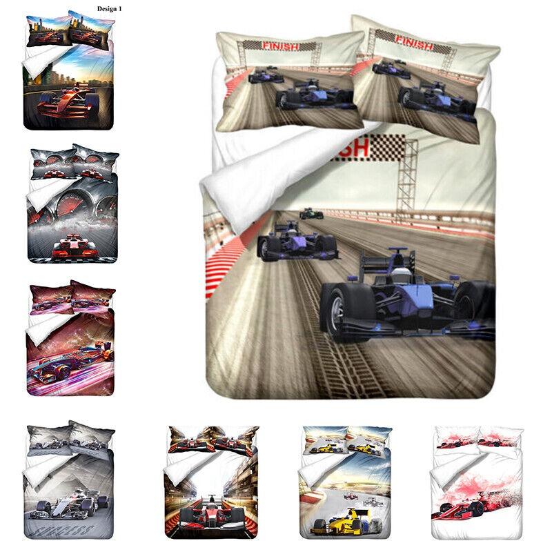 3D Printed Racing Bedding Set King Queen Bed Down Duvet Cover Pillowcase 2/3pc Speed Racing Bed Cover Teenagers Boys Men's Cover Gift