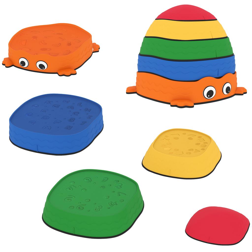 5 Pcs Sensory Stepping Stones For Toddlers Frog Shaped Kids Stepping Stones Set With Anti Slip Edging For Ages 2 8