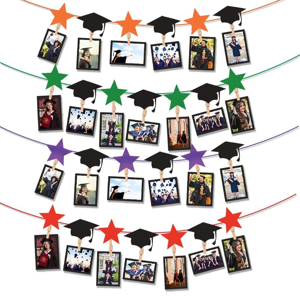 Black Gold Graduation Photo Banner Celebrate Graduation Hanging Decor  Party Favors
