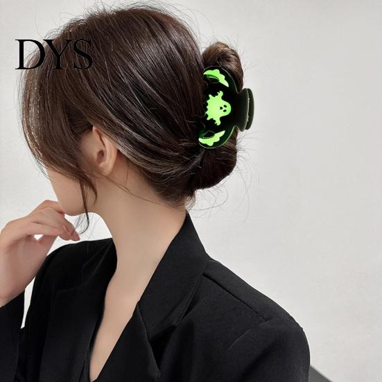 Luminous Ghost Shark Clips Halloween Hair Claw Clips, Pumpkin Pattern Acrylic Anti-slip Statement for Women Glow in The Dark Grippers Girls