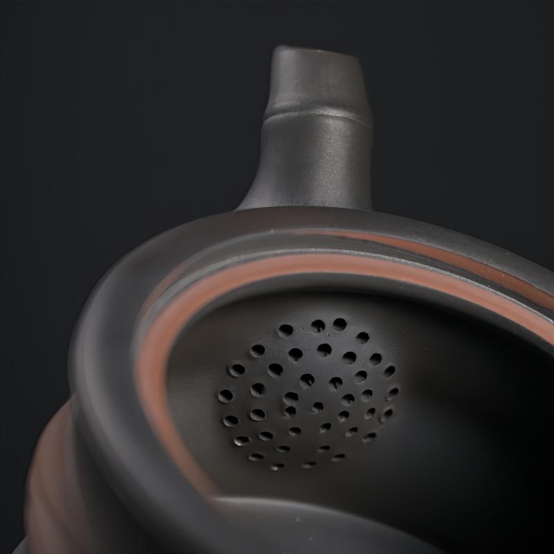 Чайник из бамбука с фиолетовой керамикой Цзяньшуй, расписанный вручную, старинный рельефный чайник, домашний чайник, чайный сервиз кунг-фу