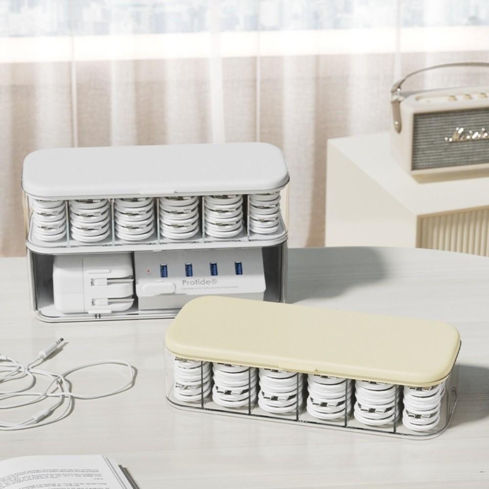 Multi-Purpose Desktop Cable Organizer Box Transparent Charger Storage Solution Cord Storage Box