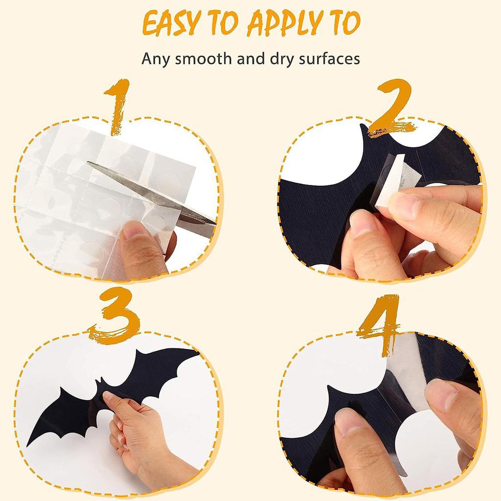 Wall Decor,88Pcs 3D Halloween Decoration Stickers Black Spooky 120pc