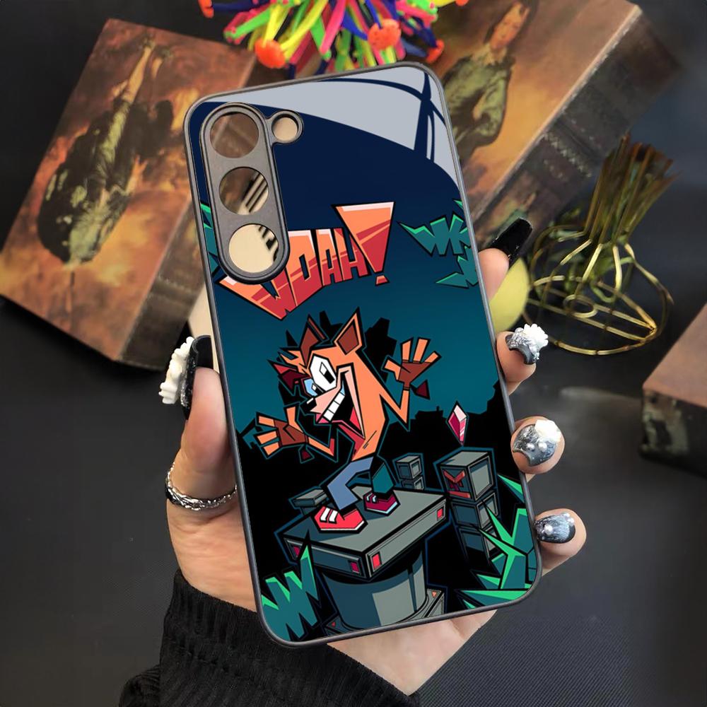 Crash Bandicoot Game Phone Case for Samsung Galaxy S24 S23 S22 S21 S20 A24 A34 A54 A53 Note20 M54 Fe Ultra Plus Glass