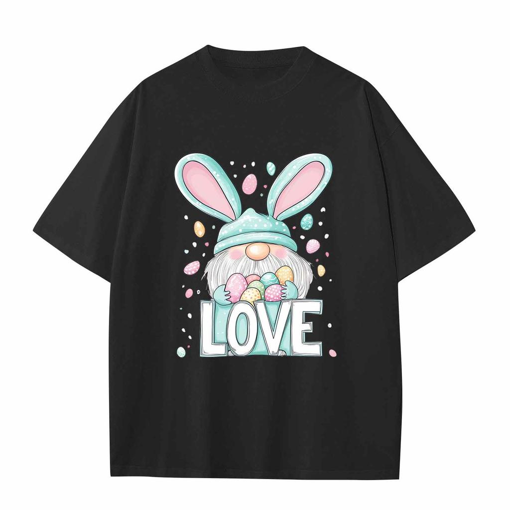 Boys And Girls Casual Loose Easter Print T-Shirt Round Neck Pullover Short Sleeve Top