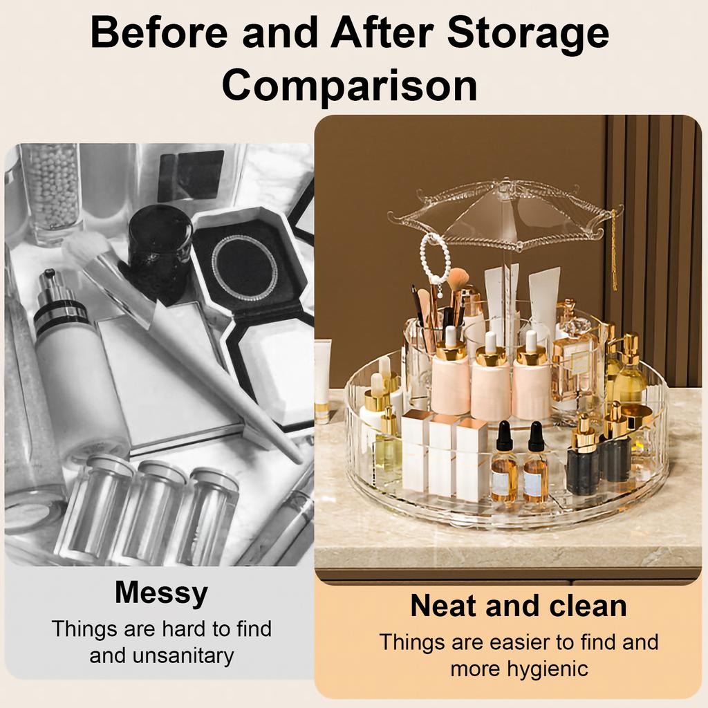 Легкий роскошный вращающийся настольный ящик для хранения косметики, туалетный столик, поднос для ухода за кожей, акриловый прозрачный настольный стеллаж для хранения