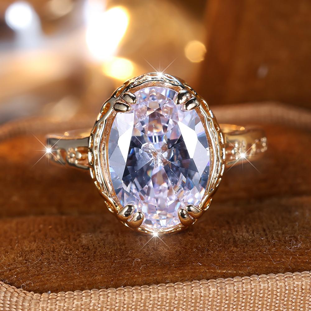 Роскошные кольца в форме яйца с кубическим цирконием для женщин и мужчин, обручальные кольца цвета желтого золота, ювелирные изделия, подарок