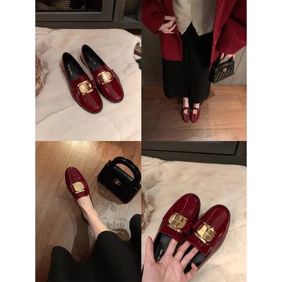Версия из коровьей кожи~ Кожа очень мягкая золотая пряжка для ленивых людей для поездок на работу в женских маленьких кожаных туфлях