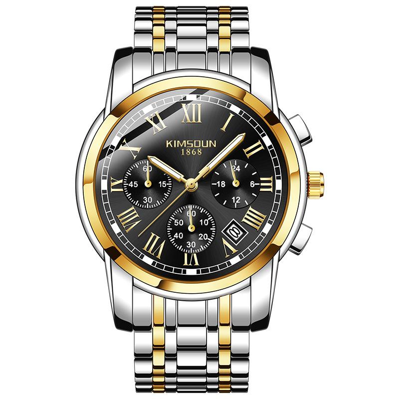 KIMSDUN Мужские часы Роскошные Оригинальные Кварцевые часы для Мужчин Водонепроницаемые Светящиеся Дата Нержавеющая сталь Хронограф Мода